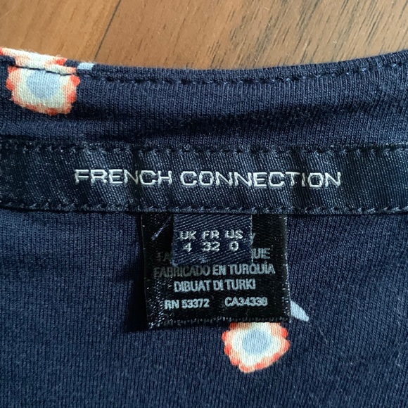 French Connection Navy Flowered Dress Size 0 - Picture 9 of 9